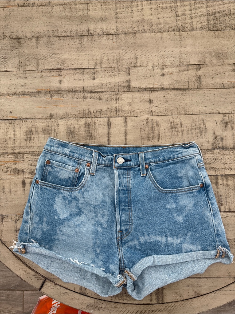 Levi's Light Blue Tie-Dye Wash High-Rise Denim Shorts